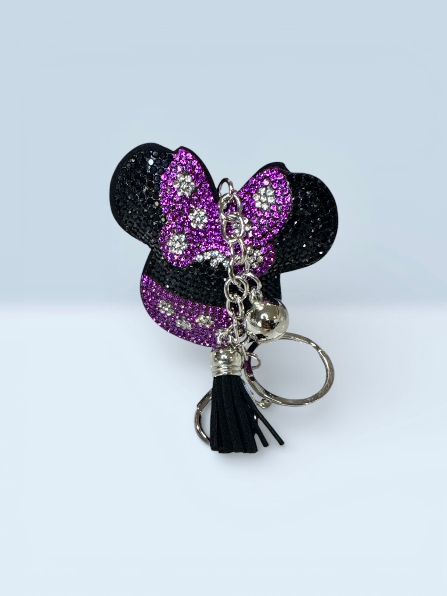 Rhinestone Theme Park Style Bow Keychain – 5” – Gold Hardware