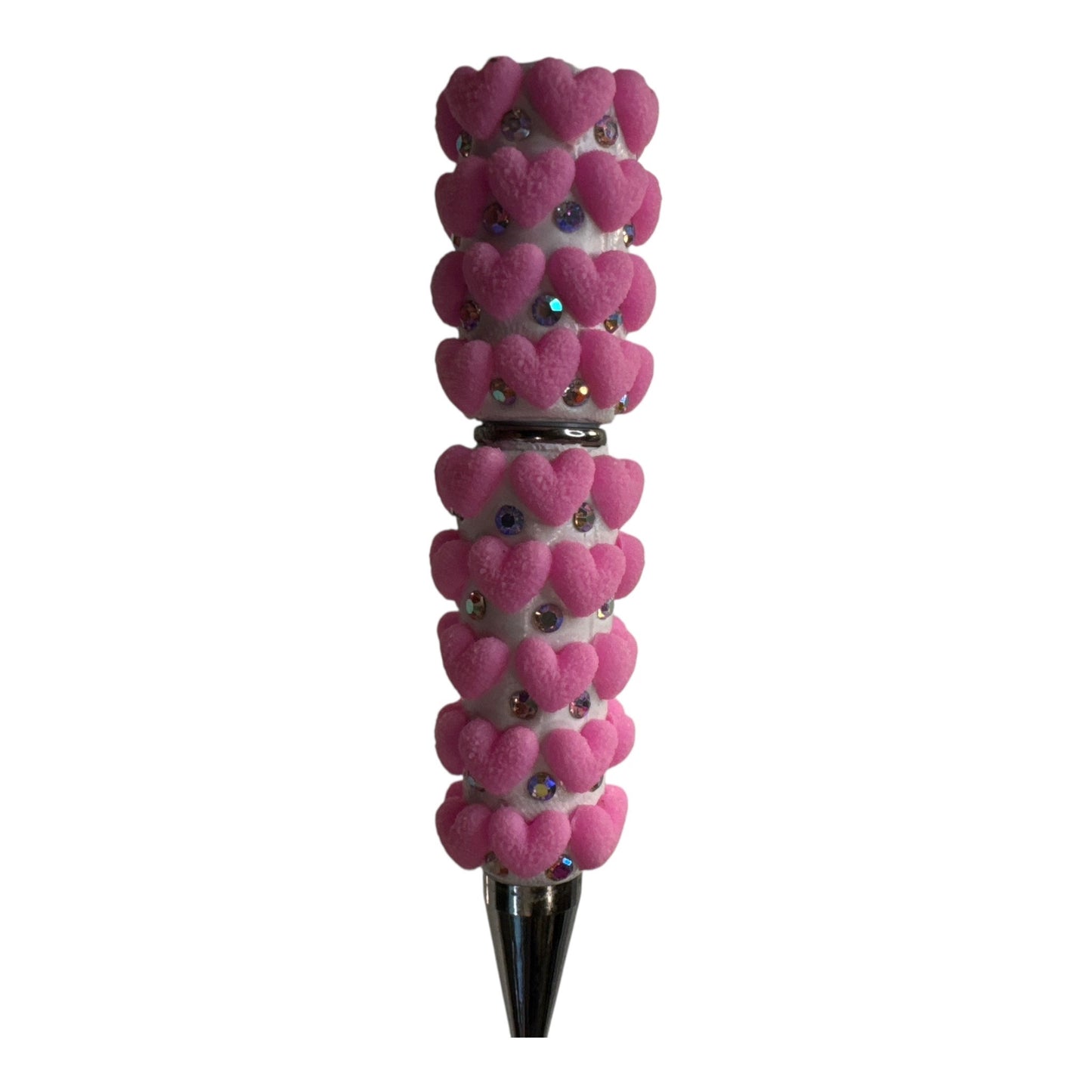Pink Fuzzy Heart Beadable Pen