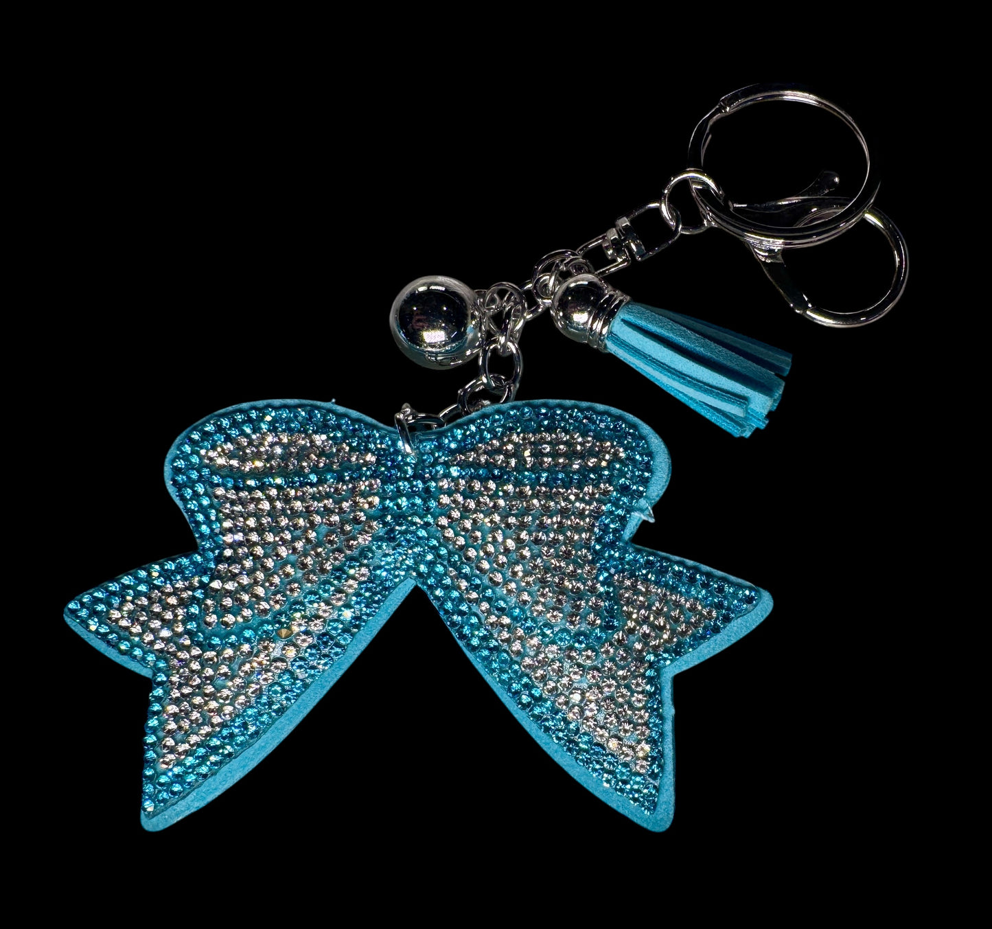 Rhinestone Bow Keychain – 6” – Silver Hardware