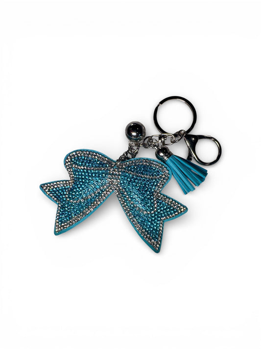 Rhinestone Bow Keychain – 6” – Silver Hardware