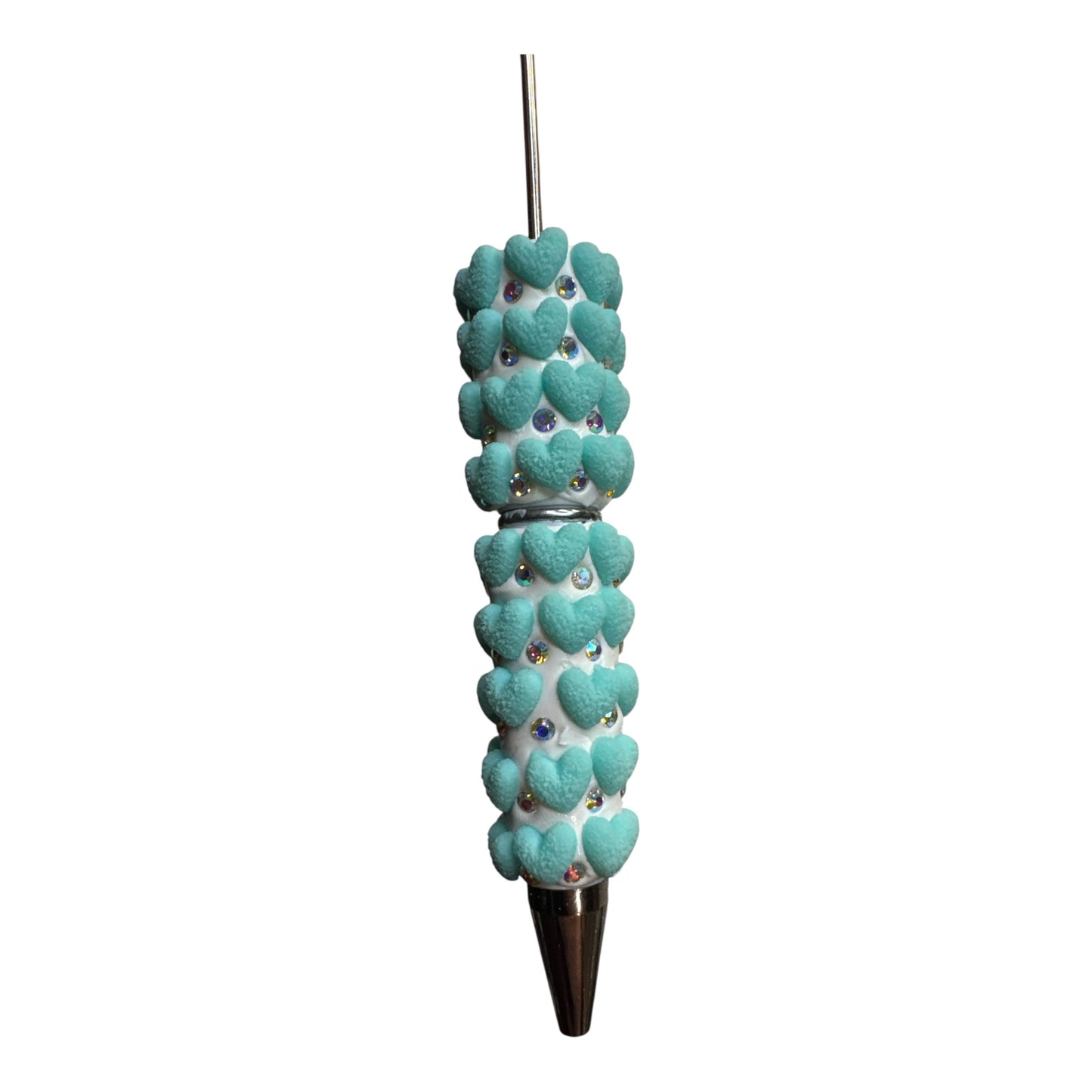Blue Fuzzy Heart Beadable Pen