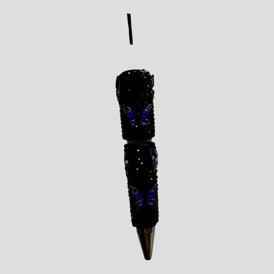 Black & Purple Butterfly Beadable Pen – Signature Series